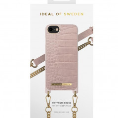 Coque bandoulière iDeal of Sweden Croco Series Apple iPhone 7/8/6S/6/SE 2020 Rose (Misty Rose Croco)
