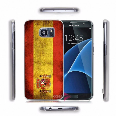 Coque rigide drapeau ESPAGNE Vintage Samsung Galaxy S7 Edge