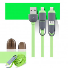 Câble USB 2-en-1 Lightning-microUSB - Vert