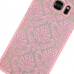 Coque rigide DAMASK FLORA Samsung Galaxy S7 Edge Rose clair