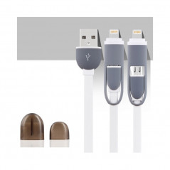 Câble USB 2-en-1 Lightning-microUSB - Blanc