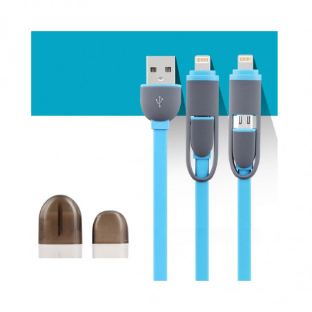 Câble USB 2-en-1 Lightning-microUSB - Bleu
