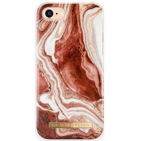 Coque rigide iDeal of Sweden Golden Marble Series Apple iPhone 7/8/6S/6/SE 2020 Rouge (Golden Rusty Marble)
