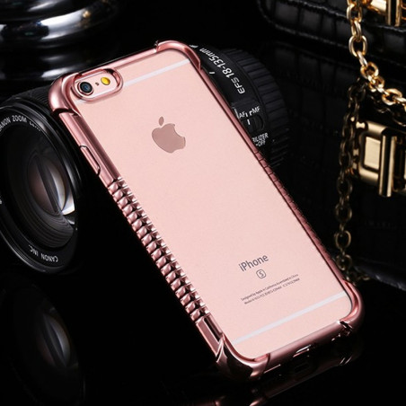 Coque silicone gel PLATING FRAME Apple iPhone 6/6S - Or Rose
