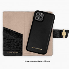Etui Coque 2-en-1 iDeal of Sweden Cora Phone Wallet Apple iPhone 12 MINI Noir (Jet Black Croco)