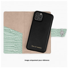Etui Coque 2-en-1 iDeal of Sweden Cora Phone Wallet Apple iPhone 12 MINI Vert (Mint Croco)