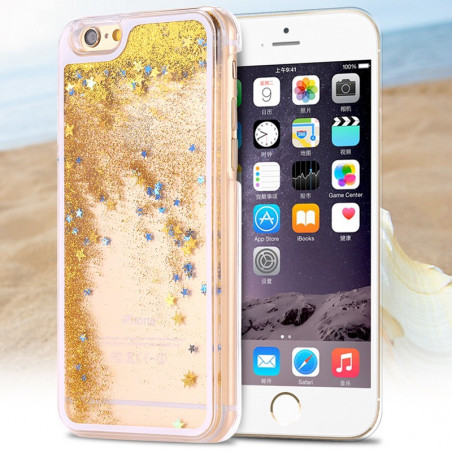Coque Pailletée Quicksand Star Apple iPhone 6/6S Plus Or