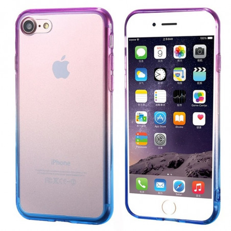 Coque silicone gel GRADIENT Apple iPhone 7 Violet-Bleu