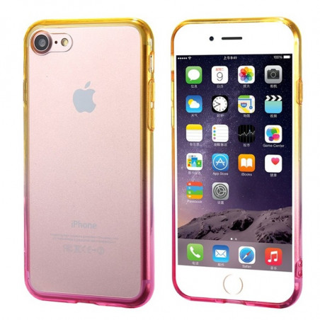 Coque silicone gel GRADIENT Apple iPhone 7 Jaune-Rose