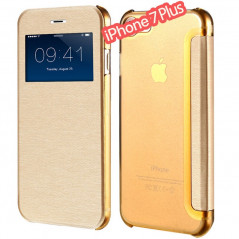 Étui folio ultra-fin à fenêtre Apple iPhone 7 Plus Or