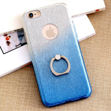 Coque ultra pailletée support bague Apple iPhone 6/6S Bleu