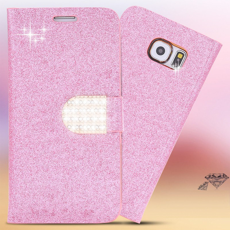 Etui folio Strass Diamant Samsung Galaxy S6 Rose