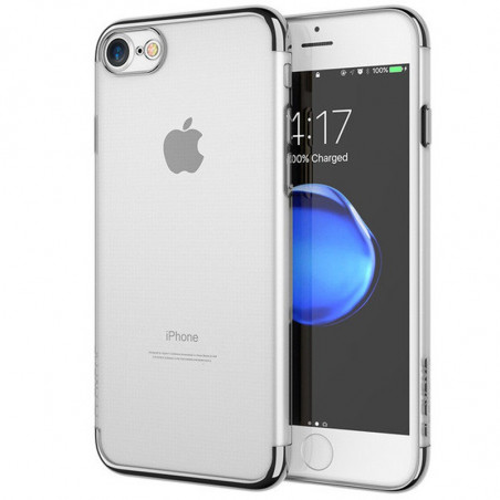 Coque silicone gel contour métallisé Apple iPhone 7 Argent