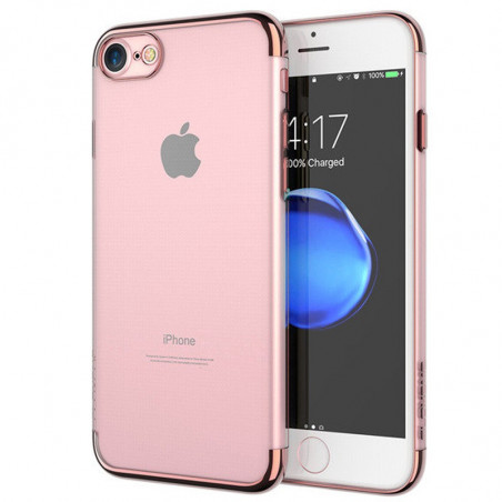 Coque silicone gel contour métallisé Apple iPhone 7 Or Rose