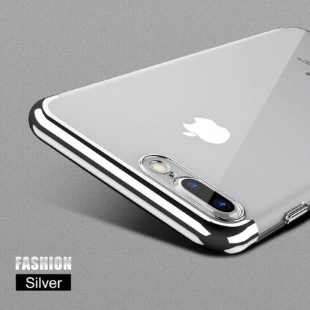Coque silicone gel contour métallisé Apple iPhone 7 Plus Argent