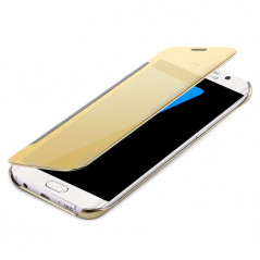 Etui folio Mirror Clear View Samsung Galaxy S7 Edge Or