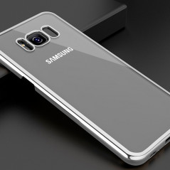 Coque rigide transparente contours metallisés Samsung Galaxy S8 Argent