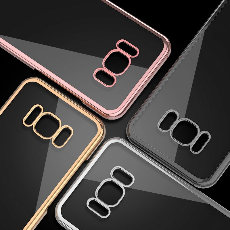 Coque rigide transparente contours metallisés Samsung Galaxy S8