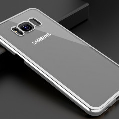 Coque rigide transparente contours metallisés Samsung Galaxy S8 Plus Argent
