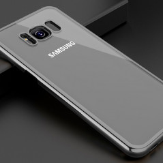 Coque rigide transparente contours metallisés Samsung Galaxy S8 Plus Noir