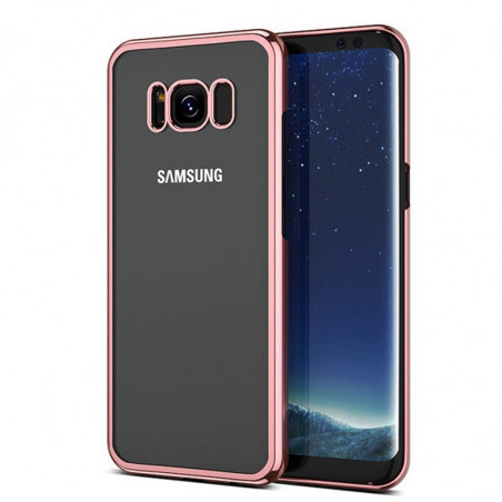 Coque rigide transparente contours metallisés Samsung Galaxy S8 Plus Or Rose