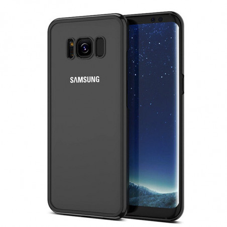 Coque rigide transparente contours metallisés Samsung Galaxy S8 Plus Noir
