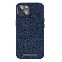 Njord - iPhone 14 Plus Coque Salm.Leather MagSafe Bleu