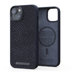 Njord - iPhone 14 Plus Coque Salm.Leather MagSafe Vindur Dark Grey