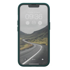 Njord - iPhone 14 Plus Coque Salm.Leather MagSafe Dark green