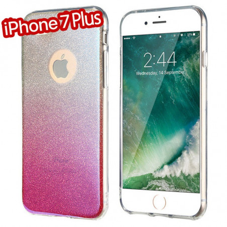 Coque silicone gel ultra pailletée Apple iPhone 7 Plus Rose