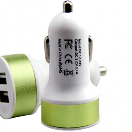 Chargeur de voiture Dual USB 5V 3.1A - Vert