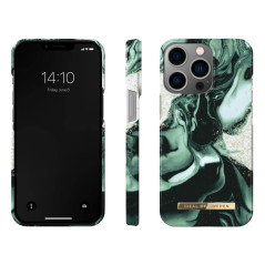 iDeal of Sweden - iPhone 14 PRO Coque Golden Olive Marble (Vert)
