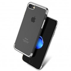 Coque rigide transparente contours métallisés Apple iPhone 7 Argent