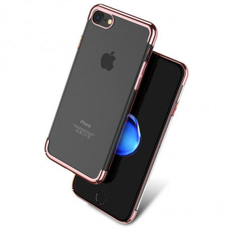 Coque rigide transparente contours métallisés Apple iPhone 7 Or Rose