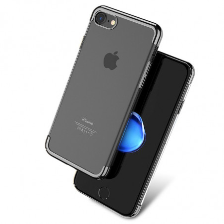 Coque rigide transparente contours métallisés Apple iPhone 7 Noir