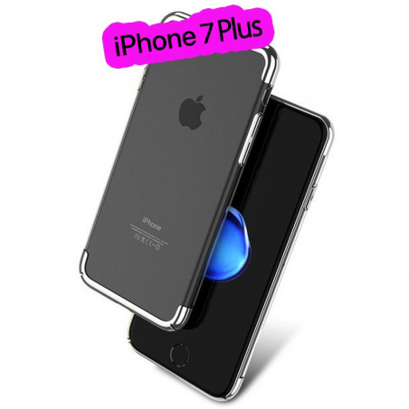 Coque rigide transparente contours métallisés Apple iPhone 7 Plus Argent