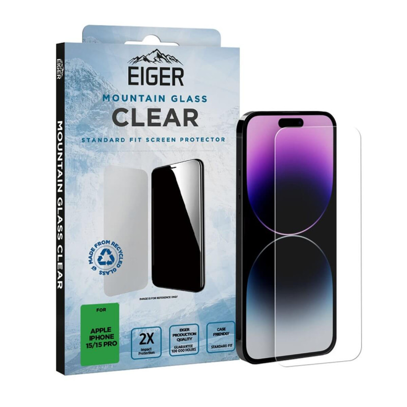 Eiger - iPhone 15/iPhone 15 PRO Protection écran MOUNTAIN GLASS