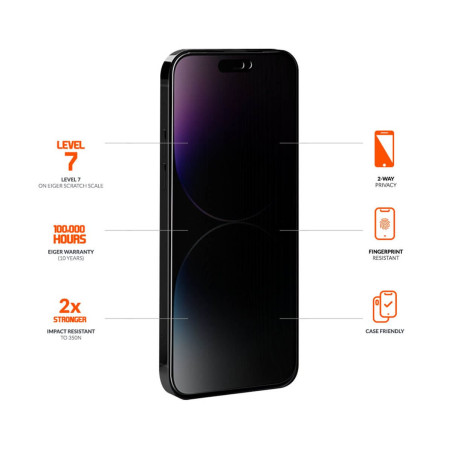 Eiger - iPhone 16/15/15 PRO Protection écran MOUNTAIN GLASS PRIVACY