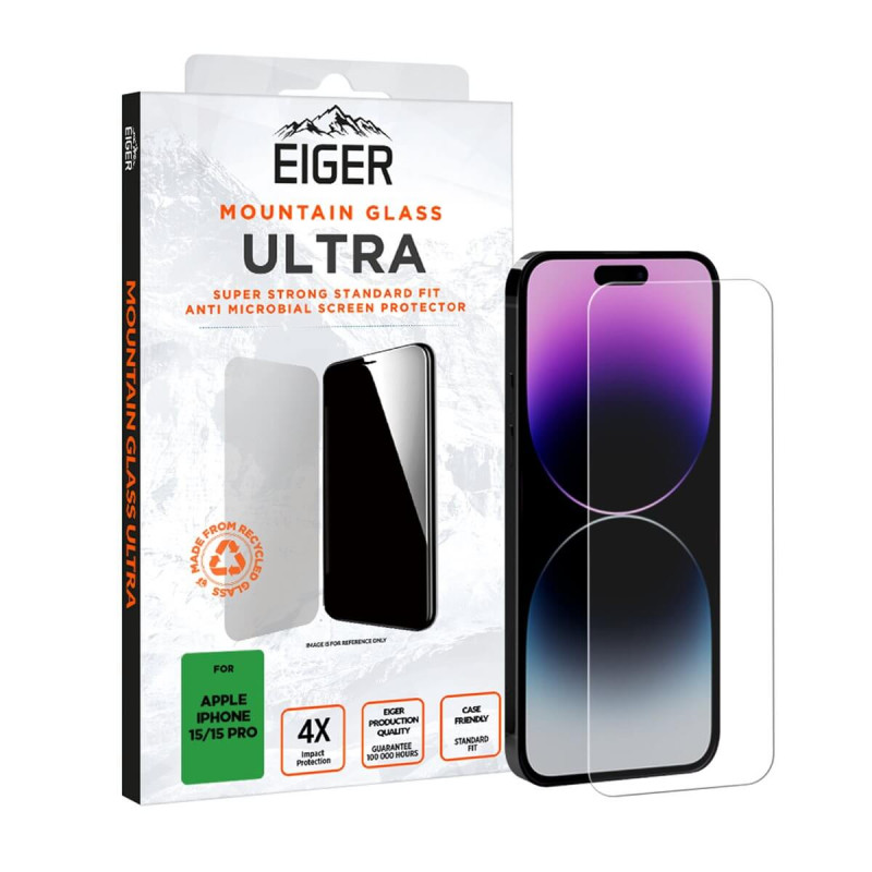 Eiger - iPhone 15/iPhone 15 PRO Protection écran MOUNTAIN GLASS U