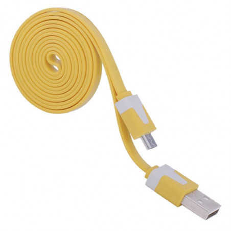 Câble plat 1mt USB-microUSB - Jaune