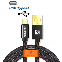 Câble USB Type-C 1mt Floveme Denim Texture - Noir