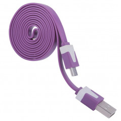 Câble plat 1mt USB-microUSB - Violet