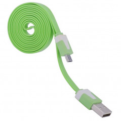 Câble plat 1mt USB-microUSB Vert