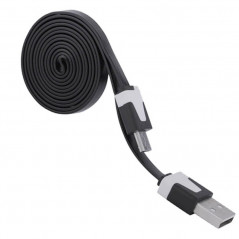 Câble plat 1mt USB-microUSB Noir
