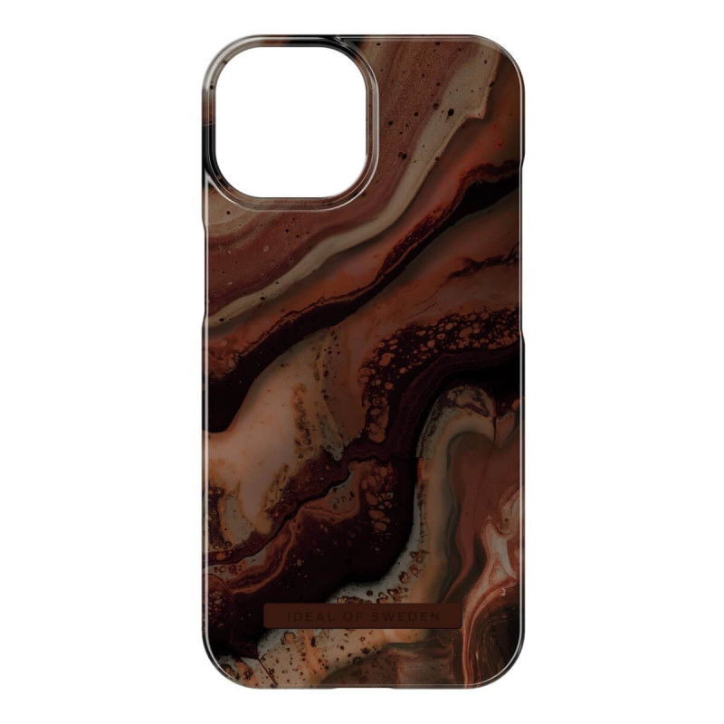 iDeal of Sweden - iPhone 15 Coque Dark Amber Marble