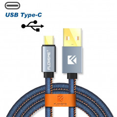 Câble USB type-C 1mt Floveme Denin Texture Bleu
