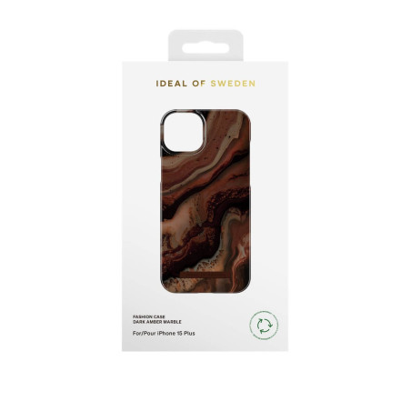 iDeal of Sweden - iPhone 15 Plus Coque Dark Amber Marble