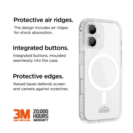Eiger - iPhone 16 Coque souple ICE GRIP MagSafe Case Clair