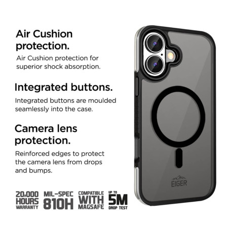 Eiger - iPhone 16 Coque rigide MountainAir MagSafe Noir