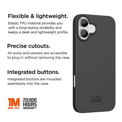 Eiger - iPhone 16 Plus Coque souple GRIP Case Black